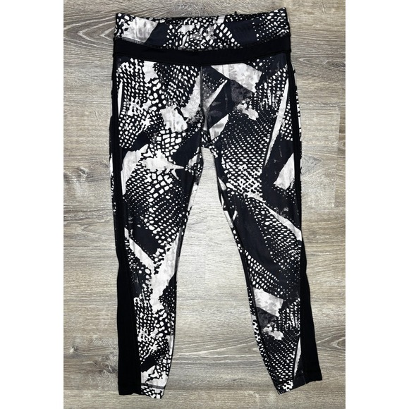 lululemon athletica Pants - Lululemon‎ Women's Leggings Mesh Black White Running Gym Size 6